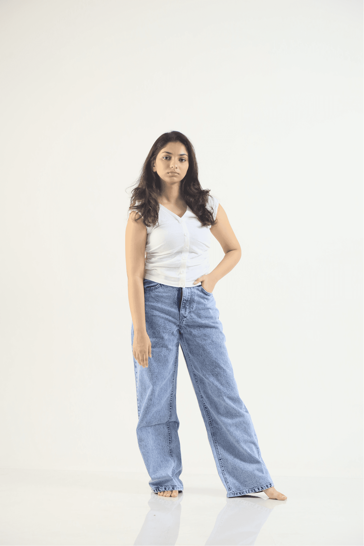 Lynx Acid Washed Wide Leg Denim - Blue